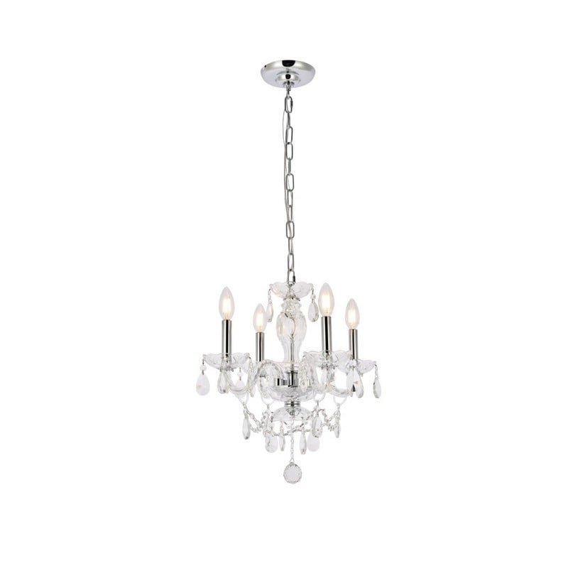 ELEGANT FURNITURE LIGHTING V7834D17/RC PRINCETON 17 INCH 4 LIGHT ROYAL CUT CRYSTAL PENDANT LIGHT