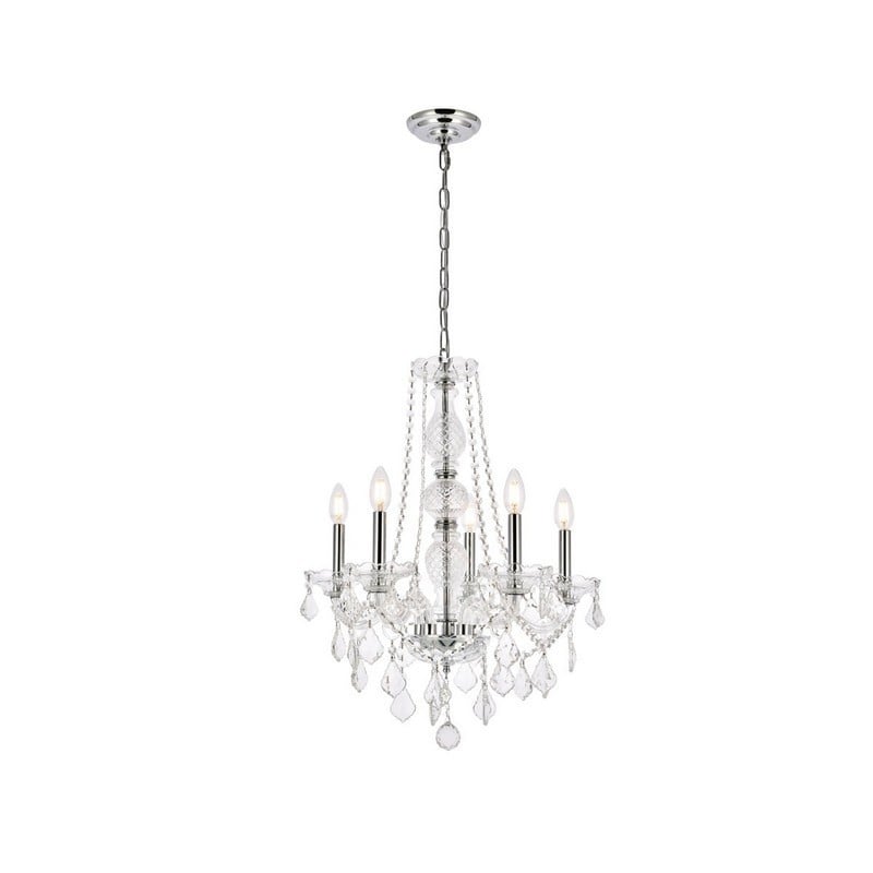 ELEGANT FURNITURE LIGHTING V7855D21/RC VERONA 21 INCH 5 LIGHT ROYAL CUT CRYSTAL CHANDELIER LIGHT