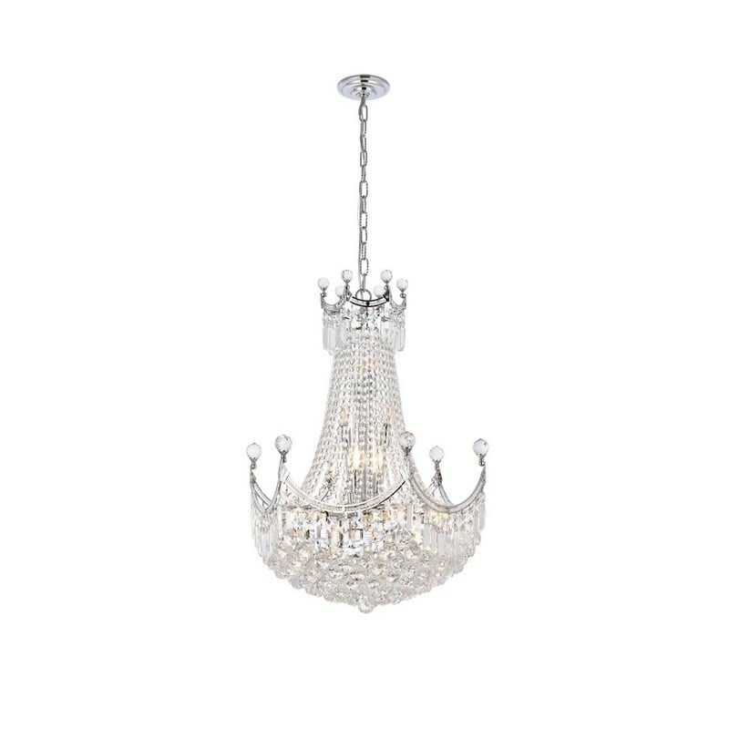 ELEGANT FURNITURE LIGHTING V8949D24/RC CORONA 24 INCH 15 LIGHT ROYAL CUT CRYSTAL CHANDELIER LIGHT