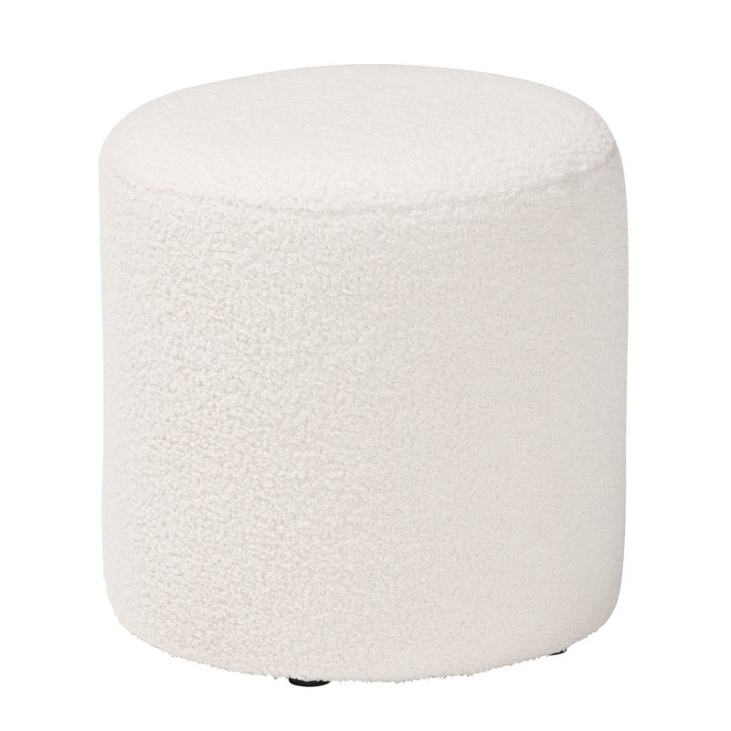 BAXTON STUDIO 1708A-BEIGE-OTTOMAN TORI 13 4/5 INCH MODERN AND CONTEMPORARY IVORY BOUCLE UPHOLSTERED OTTOMAN