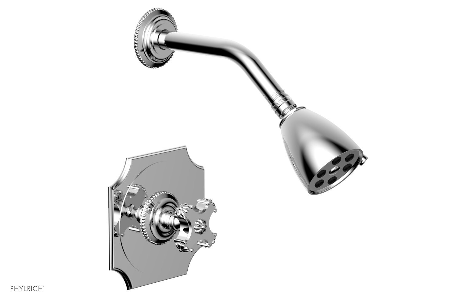 PHYLRICH 162-21 MARVELLE WALL MOUNT PRESSURE BALANCE SHOWER SET WITH CROSS HANDLE