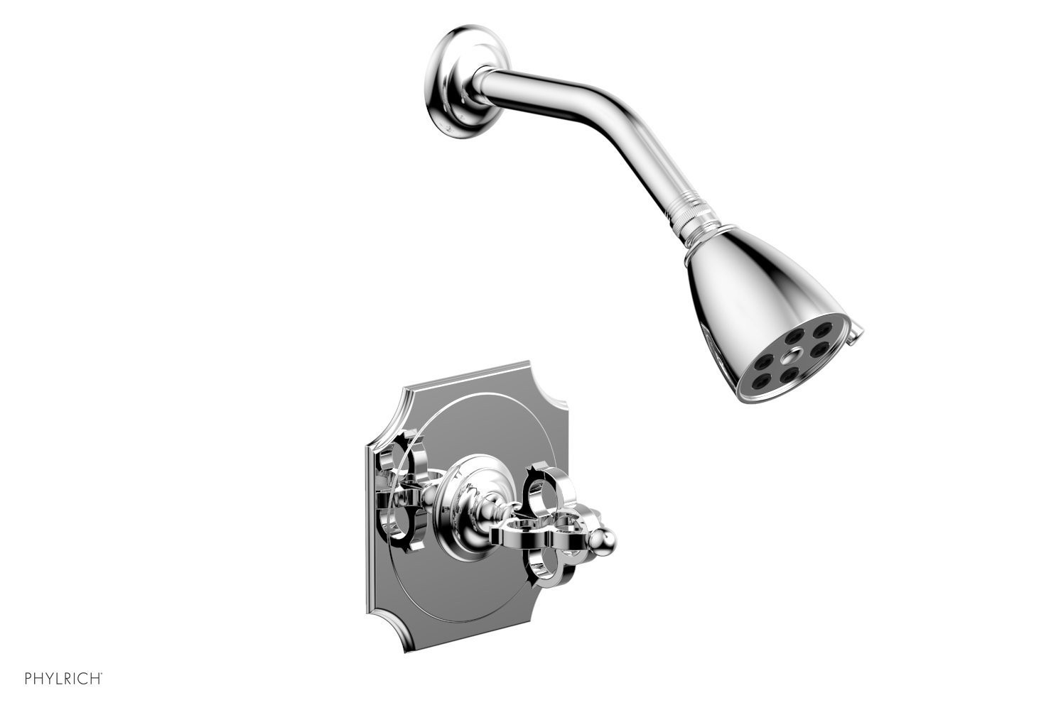 PHYLRICH 163-21 COURONNE WALL MOUNT PRESSURE BALANCE SHOWER SET WITH CROSS HANDLE