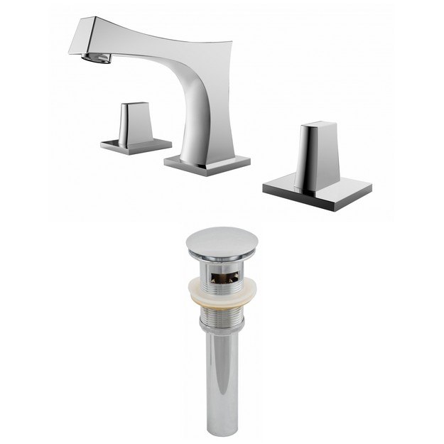 AMERICAN IMAGINATIONS AI-1993 BRASS BATHROOM FAUCET SET IN CHROME, DRAIN WITH OVERFLOW