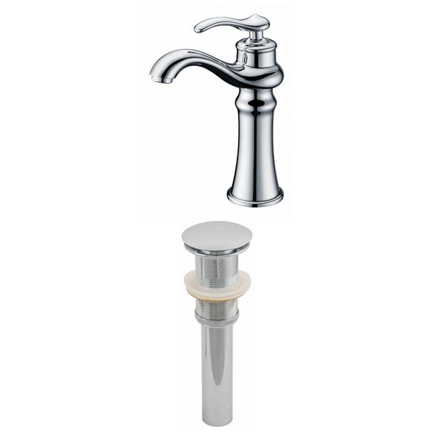 AMERICAN IMAGINATIONS AI-2002 SINGLE HOLE BRASS BATHROOM FAUCET SET IN CHROME, DRAIN WITHOUT OVERFLOW