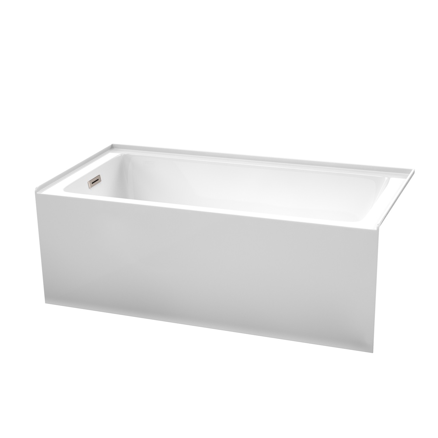 WYNDHAM COLLECTION WCBTW16030LBNTRIM GRAYLEY 60 INCH ALCOVE BATHTUB IN WHITE WITH LEFT-HAND DRAIN AND OVERFLOW TRIM IN BRUSHED NICKEL