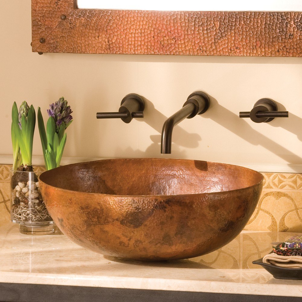 NATIVE TRAILS CPS69 MAESTRO OVAL 17-1/4 INCH HAND HAMMERED COPPER VESSEL SINK
