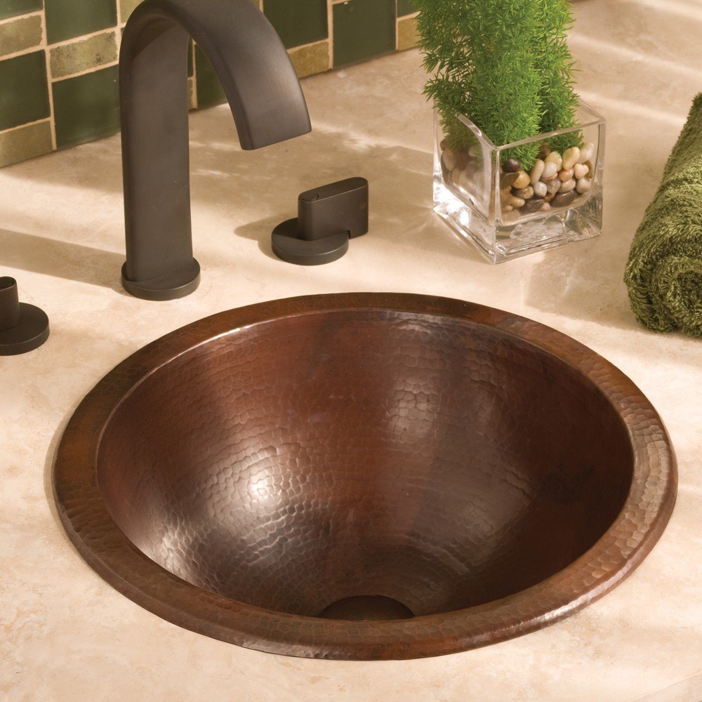 NATIVE TRAILS CPS59 PALOMA 13-3/4 INCH HAND HAMMERED ROUND COPPER UNIVERSAL MOUNT SINK