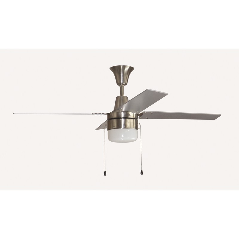 CRAFTMADE CON48BNK4C1-48BN CONNERY 48 INCH CEILING FAN WITH PULL CHAIN AND INTEGRATED LIGHT - BRUSHED POLISHED NICKEL