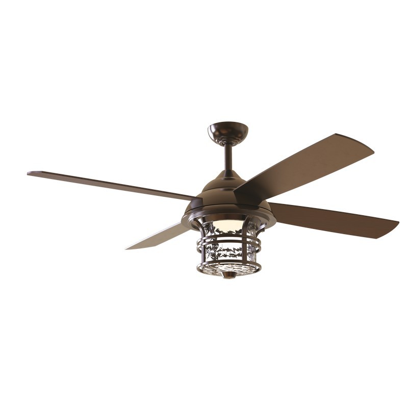 CRAFTMADE CYD56OB4 COURTYARD 56 INCH CEILING FAN WITH BLADES AND LIGHT KIT - OILED BRONZE