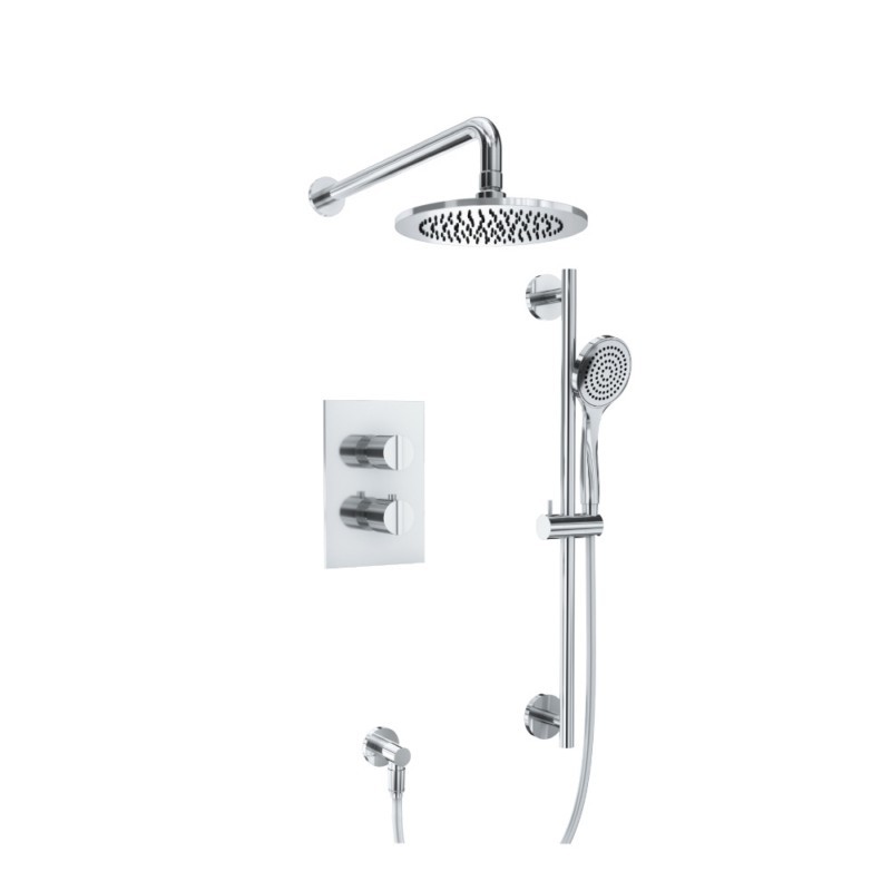 ISENBERG 145.7100CP SERIE 145 TWO OUTPUT SHOWER SET WITH SHOWER HEAD, HAND HELD AND SLIDE BAR - CHROME