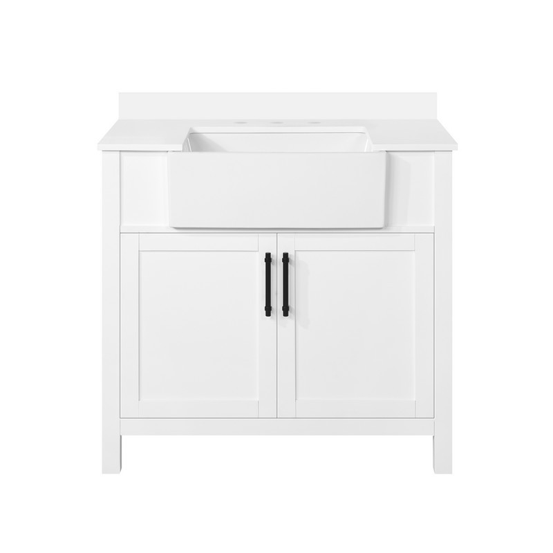 OVE DECOR 15VVA-MOLL36-007EI MOLLIE 36 INCH PURE WHITE SINGLE APRON SINK BATHROOM VANITY WITH BOMBAY WHITE ENGINEERED MARBLE TOP