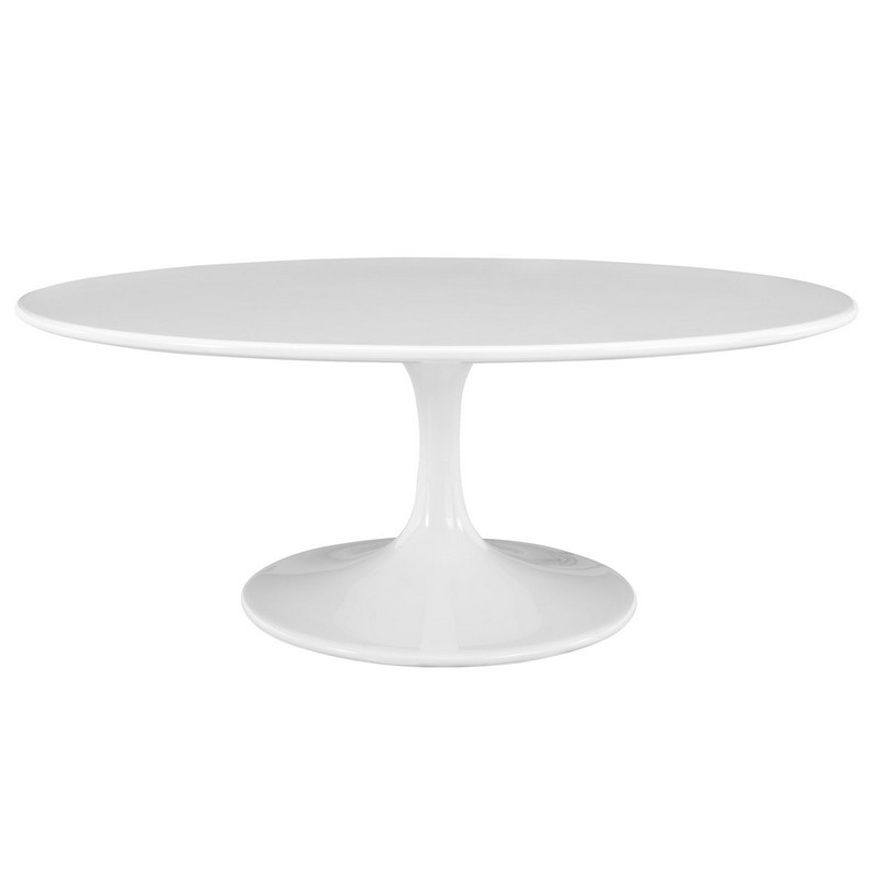MODWAY EEI-1139-WHI LIPPA 42 INCH OVAL-SHAPED WOOD TOP COFFEE TABLE