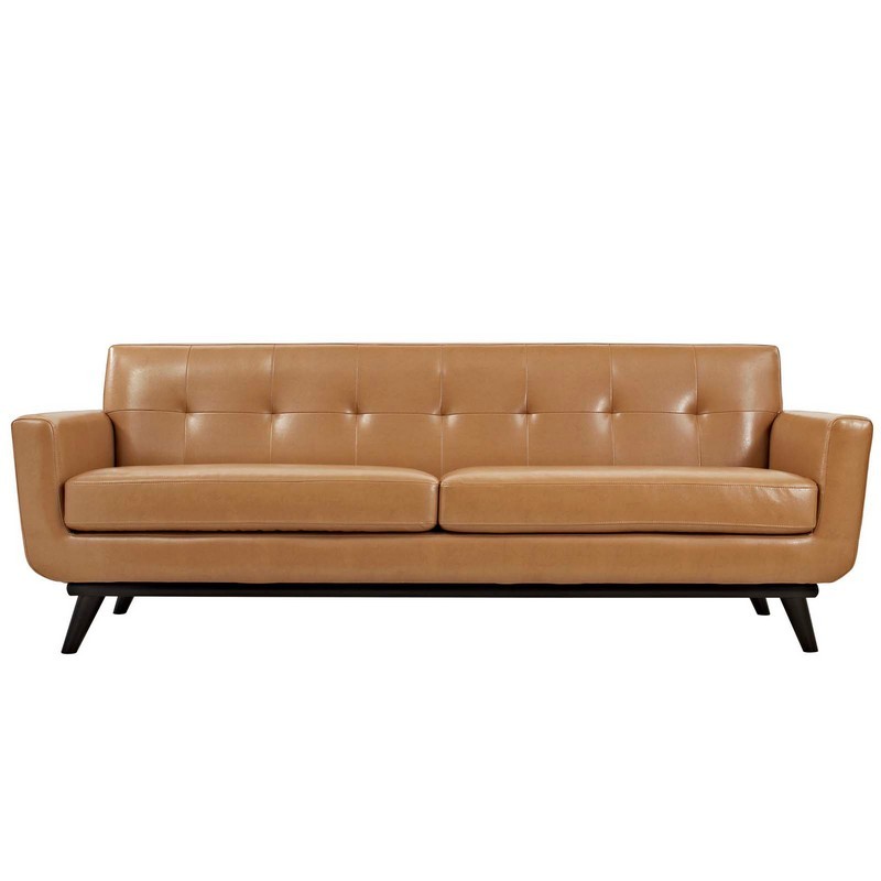 MODWAY EEI-1338-TAN ENGAGE 90 1/2 INCH BONDED LEATHER SOFA