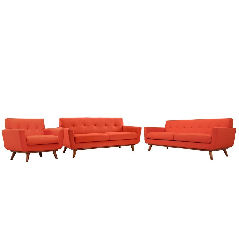 MODWAY EEI-1349 ENGAGE 123 1/2 INCH SOFA LOVESEAT AND ARMCHAIR SET OF 3