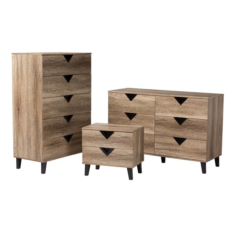BAXTON STUDIO WALES-LIGHT BROWN-3PC STORAGE SET WALES 53 1/4 INCH MODERN AND CONTEMPORARY TWO-TONE BLACK AND LIGHT BROWN FINISHED WOOD 3-PIECE STORAGE SET
