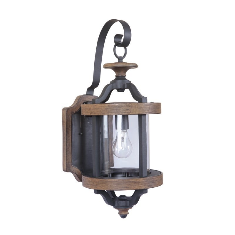 CRAFTMADE Z7914-TBWB ASHWOOD 9 1/8 INCH 1 LIGHT MEDIUM OUTDOOR WALL MOUNT LIGHT - TEXTURED BLACK / WHISKEY BARREL