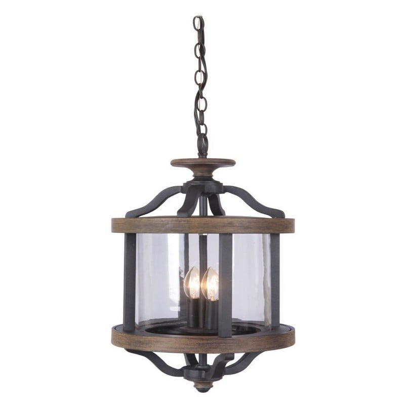 CRAFTMADE Z7921-TBWB ASHWOOD 10 7/8 INCH 2 DAMP PENDANT LIGHT - TEXTURED BLACK / WHISKEY BARREL