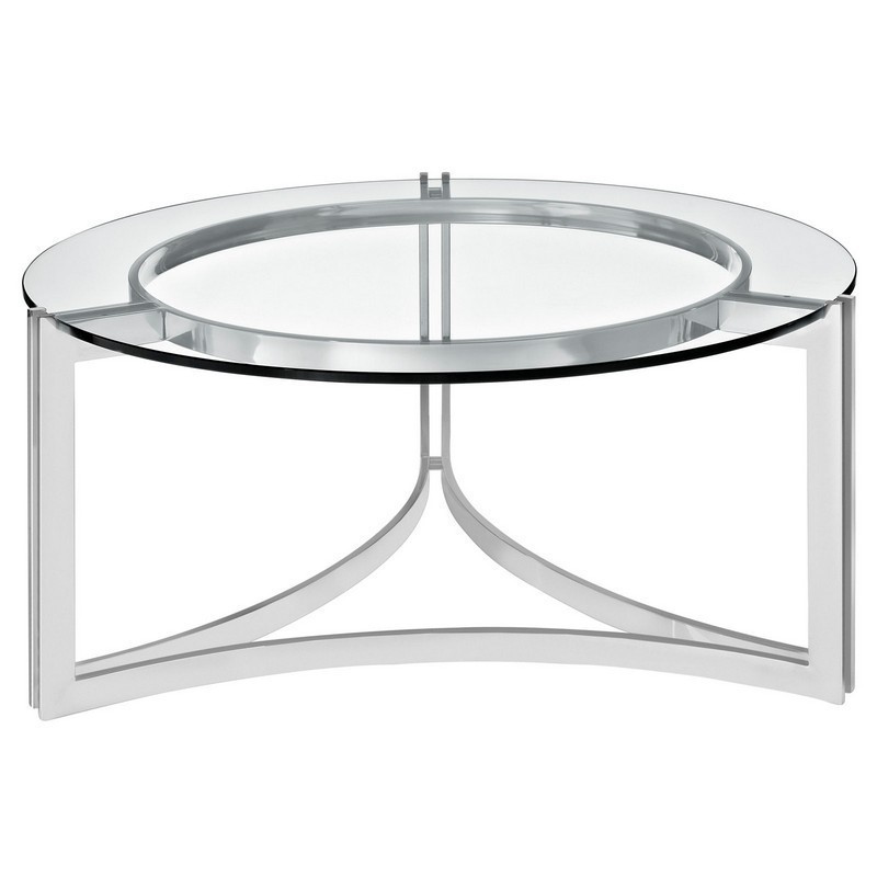 MODWAY EEI-1438-SLV SIGNET 31 INCH STAINLESS STEEL COFFEE TABLE