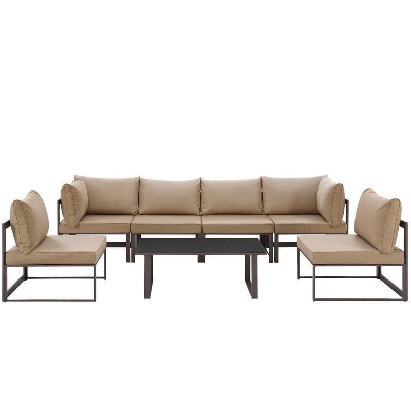 MODWAY EEI-1729 FORTUNA 7 PIECE OUTDOOR PATIO SECTIONAL SOFA SET