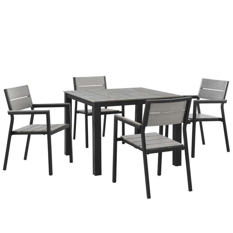 MODWAY EEI-1745 MAINE 83 1/2 INCH 5 PIECE OUTDOOR PATIO DINING SET