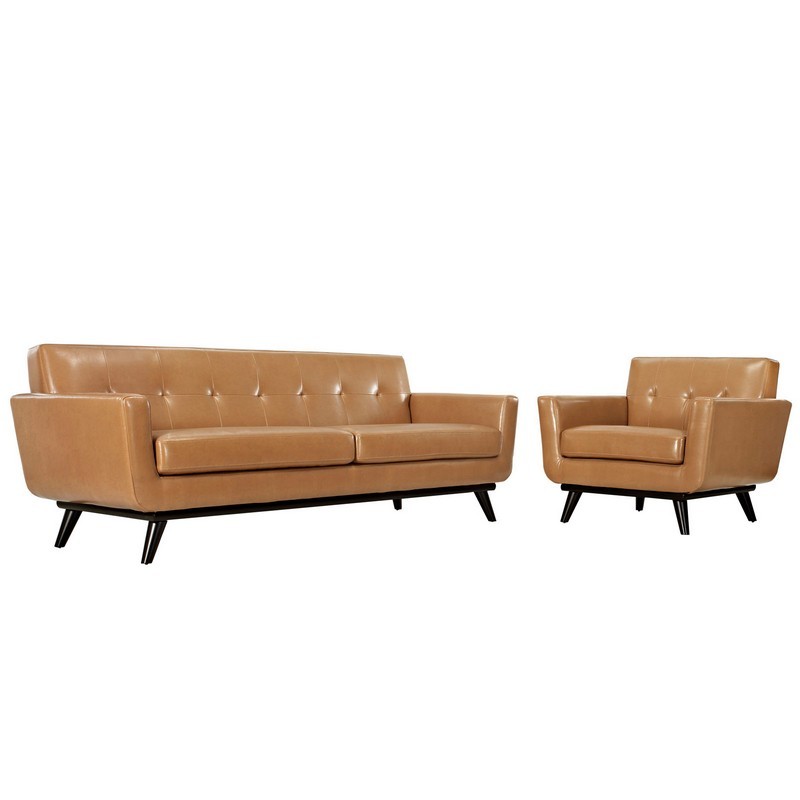 MODWAY EEI-1766-TAN-SET ENGAGE 130 1/2 INCH 2 PIECE LEATHER LIVING ROOM SET