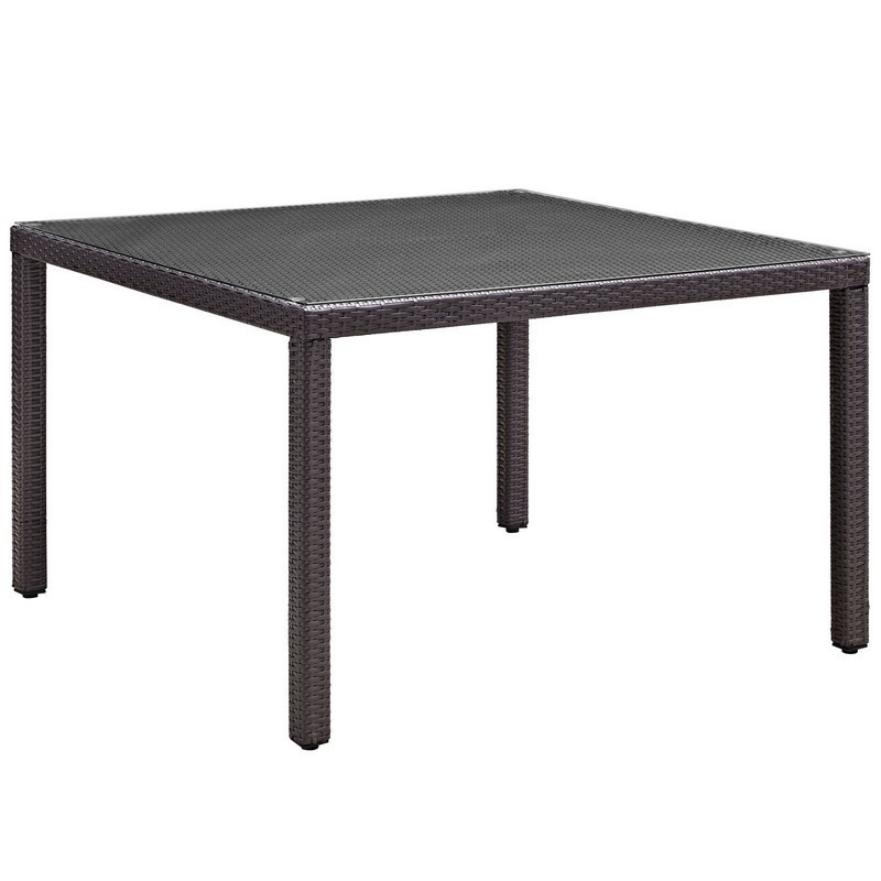 MODWAY EEI-1914-EXP CONVENE 47 INCH SQUARE OUTDOOR PATIO GLASS TOP DINING TABLE