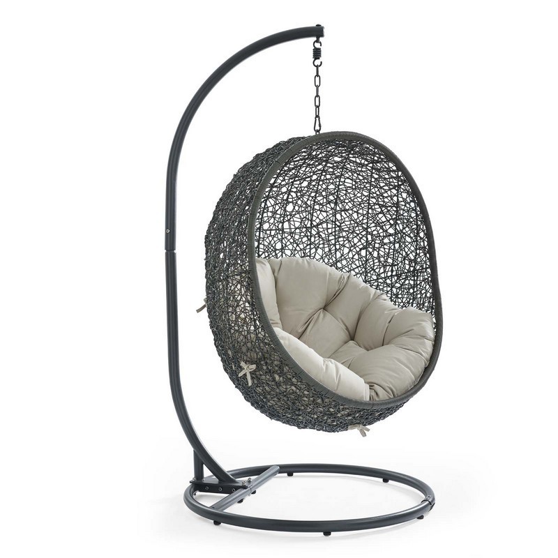 MODWAY EEI-2273 HIDE 40 INCH OUTDOOR PATIO SWING CHAIR WITH STAND