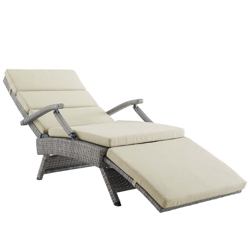 MODWAY EEI-2301 ENVISAGE 25 1/2 INCH CHAISE OUTDOOR PATIO WICKER RATTAN LOUNGE CHAIR