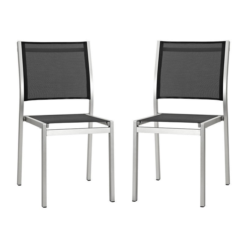 MODWAY EEI-2585 SHORE 31 INCH SIDE CHAIR OUTDOOR PATIO ALUMINUM SET OF 2