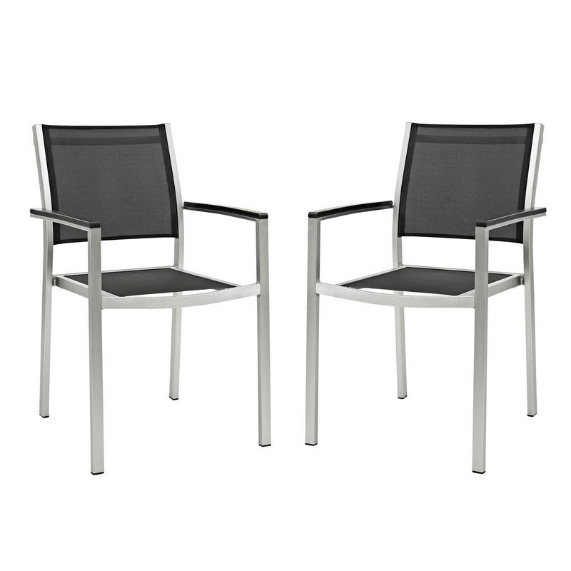 MODWAY EEI-2586 SHORE 22 INCH DINING CHAIR OUTDOOR PATIO ALUMINUM SET OF 2