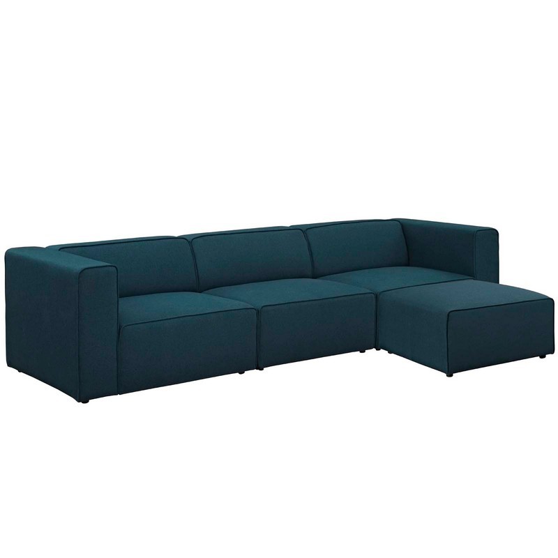 MODWAY EEI-2831 MINGLE 121 1/2 INCH 4 PIECE UPHOLSTERED FABRIC SECTIONAL SOFA SET