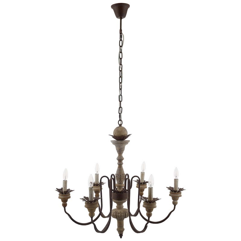 MODWAY EEI-2888 BOUNTIFUL 32 1/2 INCH VINTAGE FRENCH PENDANT CEILING LIGHT CANDELABRA CHANDELIER