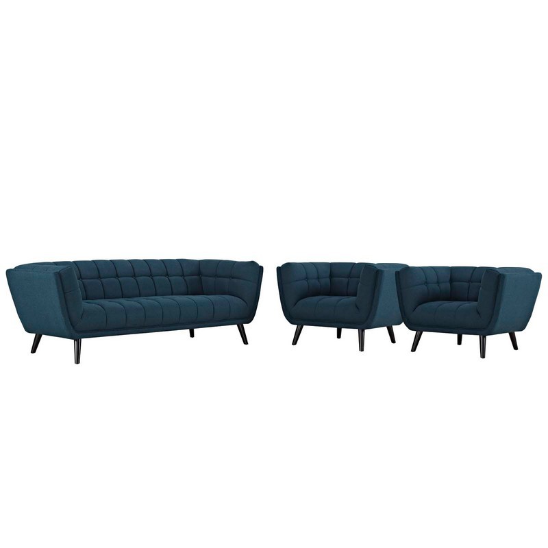 MODWAY EEI-2977 BESTOW 35 1/2 INCH 3 PIECE UPHOLSTERED FABRIC SOFA AND ARMCHAIR SET