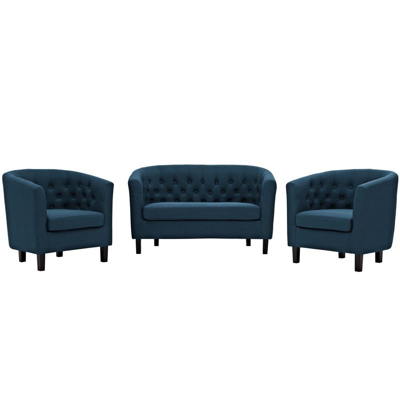 MODWAY EEI-3149 PROSPECT 110 INCH 3 PIECE UPHOLSTERED FABRIC LOVESEAT AND ARMCHAIR SET