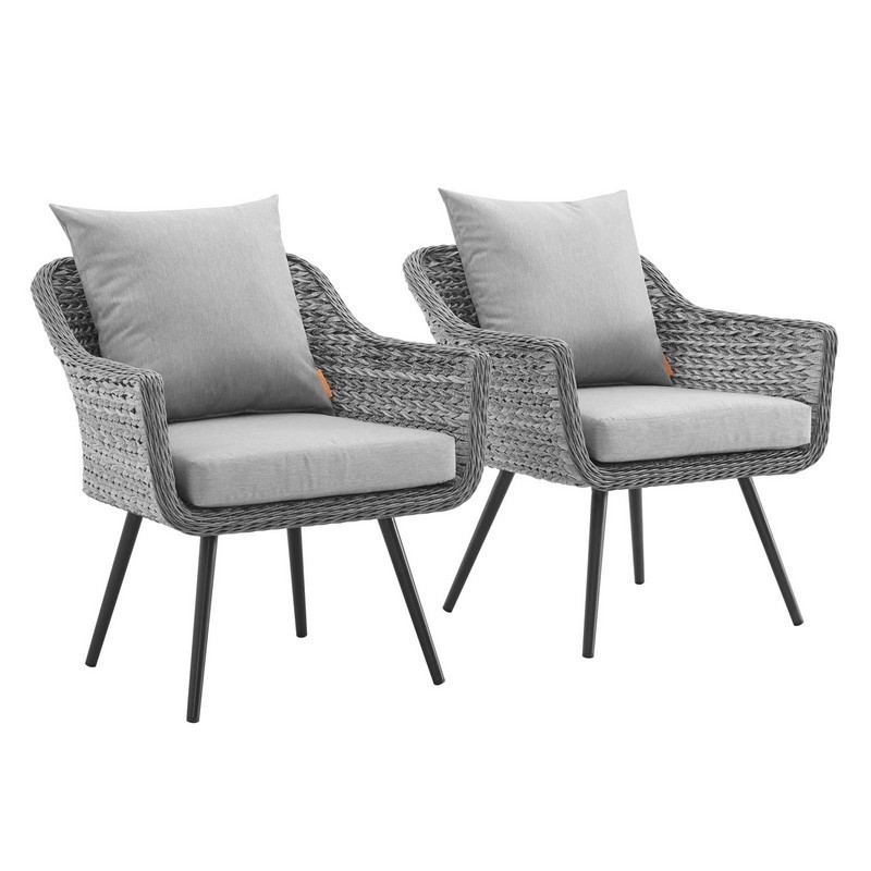MODWAY EEI-3176-GRY-GRY-SET ENDEAVOR 55 INCH ARMCHAIR OUTDOOR PATIO WICKER RATTAN SET OF 2