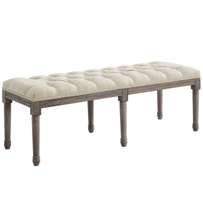 MODWAY EEI-3368 PROVINCE 55 INCH FRENCH VINTAGE UPHOLSTERED FABRIC BENCH