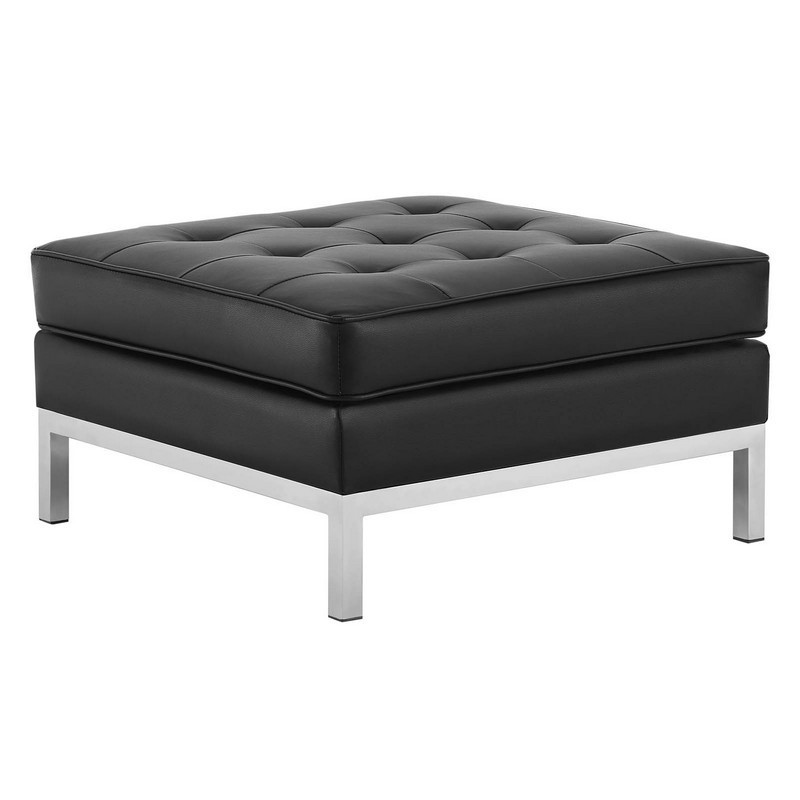 MODWAY EEI-3394 LOFT 27 1/2 INCH TUFTED UPHOLSTERED FAUX LEATHER OTTOMAN