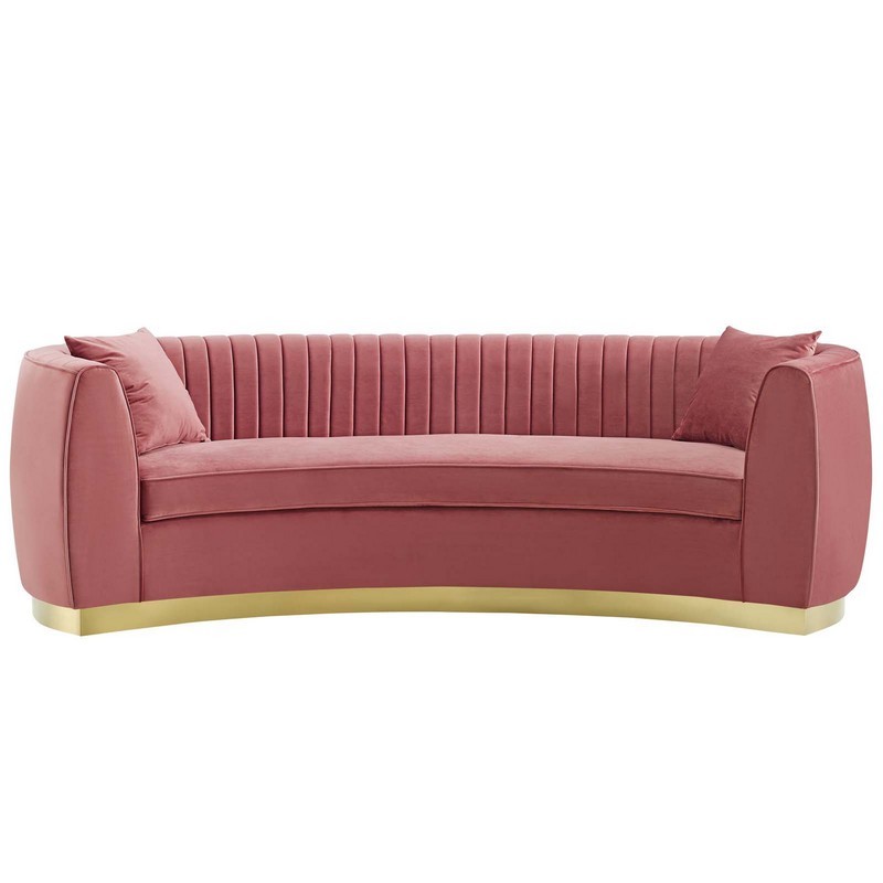 MODWAY EEI-3407 ENTHUSIASTIC 100 1/2 INCH VERTICAL CHANNEL TUFTED CURVED PERFORMANCE VELVET SOFA