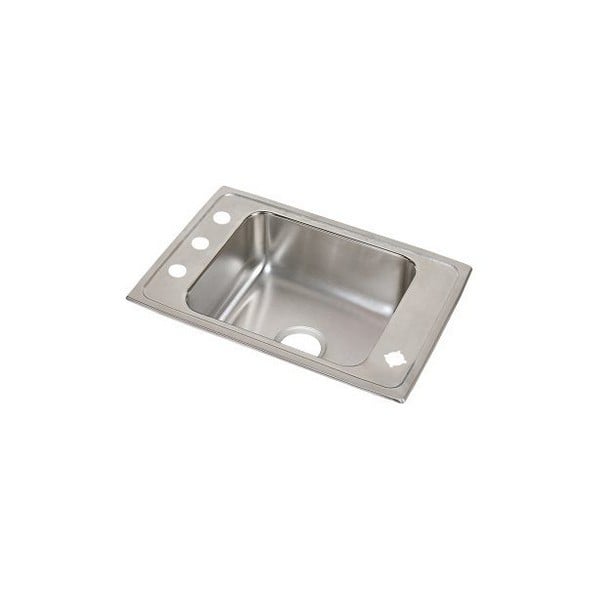 ELKAY DRKAD2517400 LUSTERTONE CLASSIC 25 INCH X 4 INCH SINGLE BOWL DROP-IN STAINLESS STEEL ADA CLASSROOM SINK - LUSTROUS SATIN