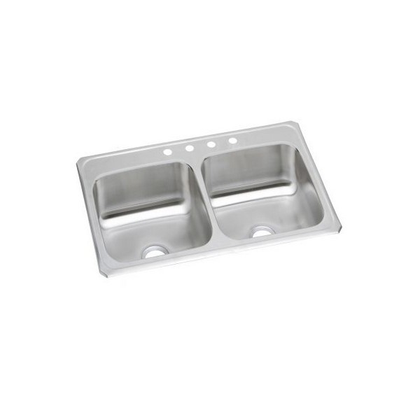 ELKAY CR33210 CELEBRITY 33 INCH EQUAL DOUBLE BOWL DROP-IN STAINLESS STEEL KITCHEN SINK - BRUSHED SATIN