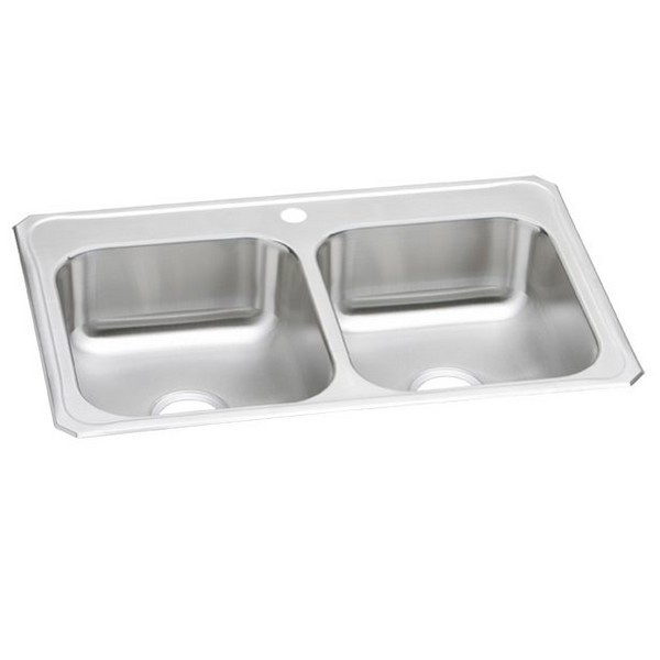 ELKAY CR33220 CELEBRITY 33 INCH EQUAL DOUBLE BOWL DROP-IN STAINLESS STEEL KITCHEN SINK - BRUSHED SATIN