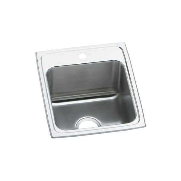 ELKAY DLR1720100 LUSTERTONE CLASSIC 17 INCH SINGLE BOWL DROP-IN STAINLESS STEEL KITCHEN SINK - LUSTROUS SATIN