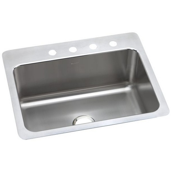ELKAY DLSR2722100 LUSTERTONE CLASSIC 27 INCH STAINLESS STEEL SINGLE BOWL DUAL MOUNT KITCHEN SINK - LUSTROUS SATIN