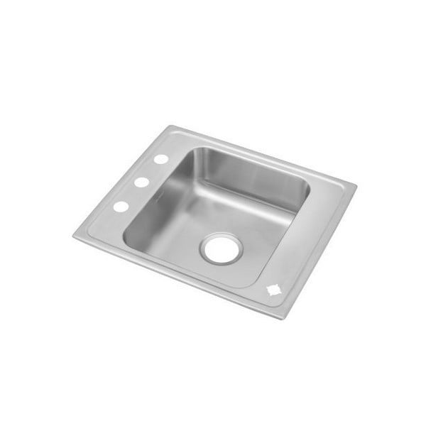 ELKAY DRKR22200 LUSTERTONE CLASSIC 22 INCH SINGLE BOWL DROP-IN STAINLESS STEEL CLASSROOM SINK - LUSTROUS SATIN