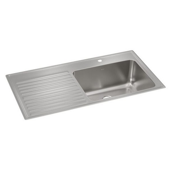 ELKAY ILGR4322R0 LUSTERTONE CLASSIC 43 INCH SINGLE BOWL DROP-IN STAINLESS STEEL KITCHEN SINK WITH RIGHT SIDE BOWL DRAINBOARD - LUSTROUS SATIN
