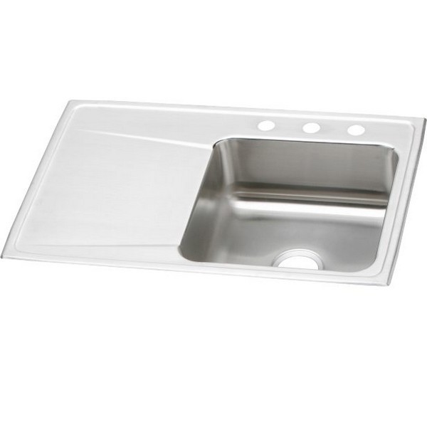 ELKAY ILR3322R0 LUSTERTONE CLASSIC 33 INCH SINGLE BOWL DROP-IN STAINLESS STEEL KITCHEN SINK WITH RIGHT SIDE BOWL DRAINBOARD - LUSTROUS SATIN
