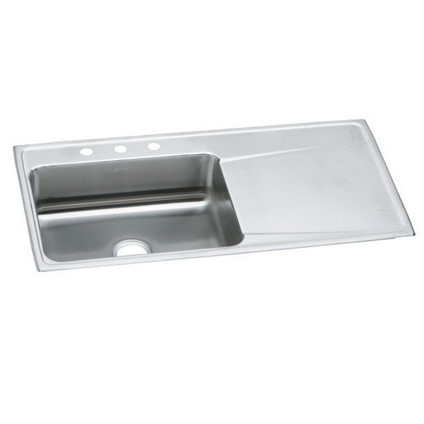 ELKAY ILR4322L0 LUSTERTONE CLASSIC 43 INCH SINGLE BOWL DROP-IN STAINLESS STEEL KITCHEN SINK WITH LEFT SIDE BOWL AND DRAINBOARD - LUSTROUS SATIN