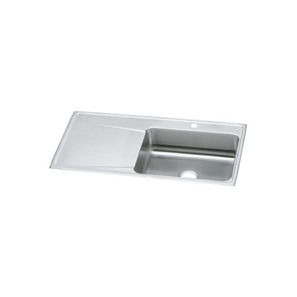 ELKAY ILR4322R0 LUSTERTONE CLASSIC 43 INCH SINGLE BOWL DROP-IN STAINLESS STEEL KITCHEN SINK WITH RIGHT SIDE BOWL DRAINBOARD - LUSTROUS SATIN