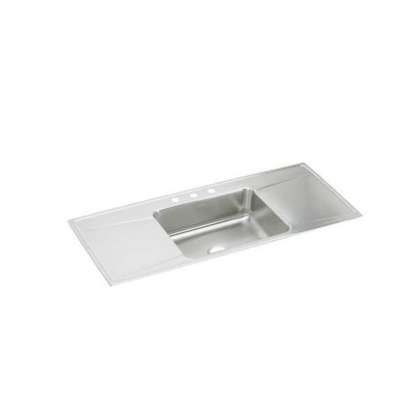 ELKAY ILR5422DD0 LUSTERTONE CLASSIC 54 INCH SINGLE BOWL DROP-IN STAINLESS STEEL KITCHEN SINK WITH DRAINBOARD - LUSTROUS SATIN
