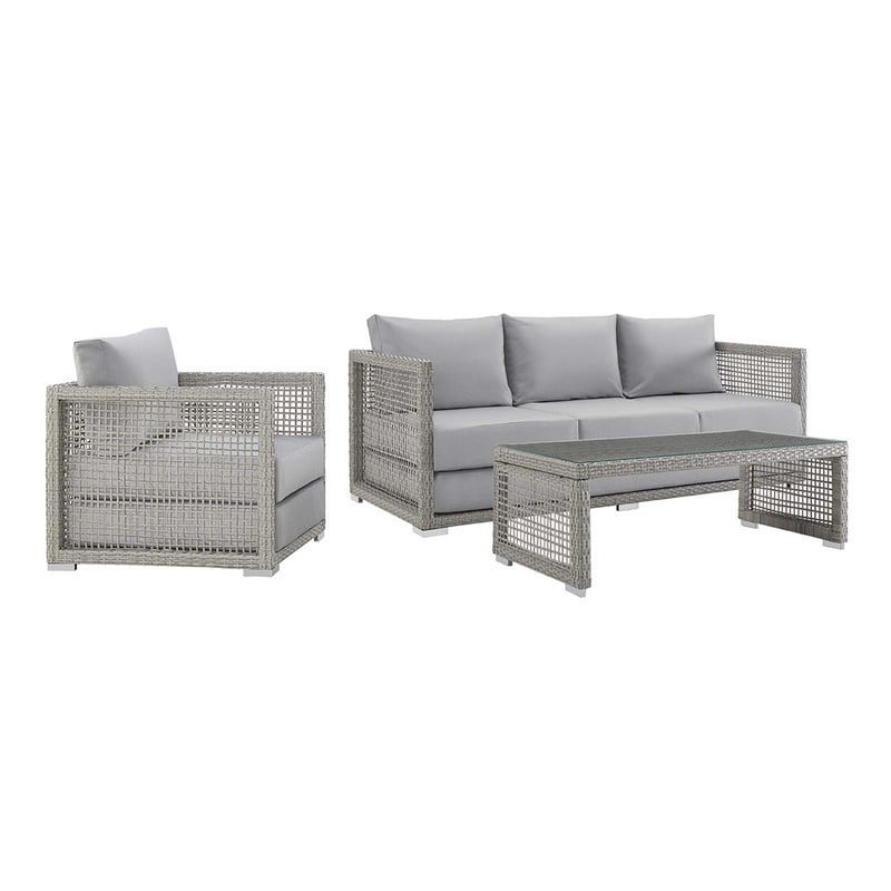 MODWAY EEI-3599 AURA 3 PIECE OUTDOOR PATIO WICKER RATTAN SET